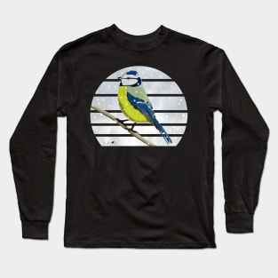 Blue Tit Winter Snow Bird Watching Birding Ornithologist Gift Long Sleeve T-Shirt